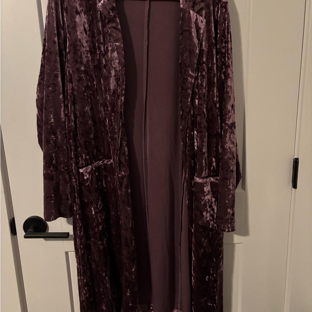 Cato Velvet Cardigan/Duster in Deep Plum